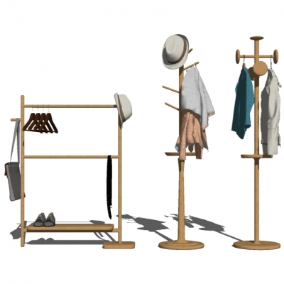  北欧挂衣架服饰组合su模型 