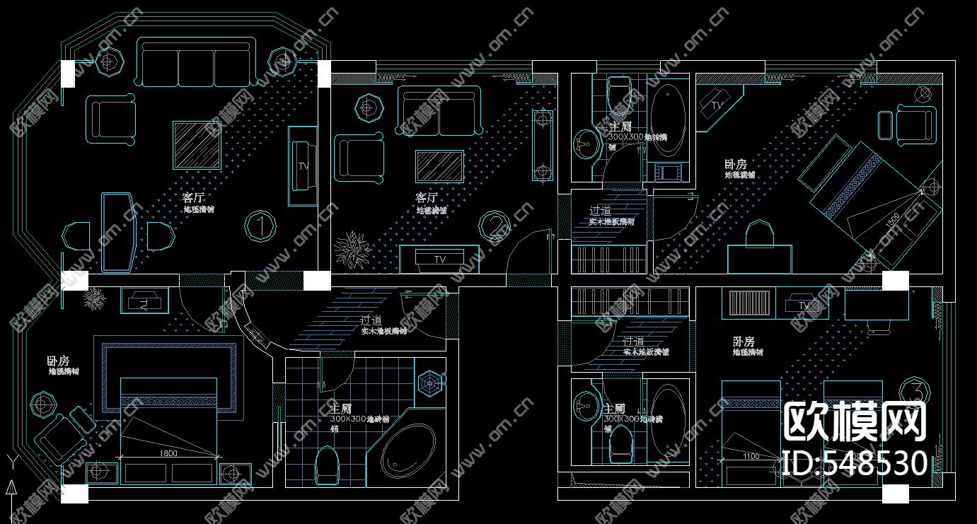 星级酒店总统套房装饰施工图下载（渲染图1）