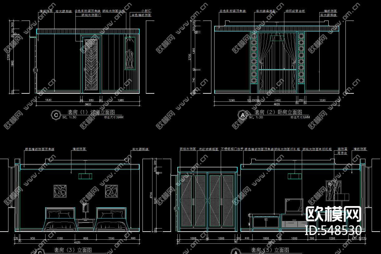 星级酒店总统套房装饰施工图下载（渲染图3）