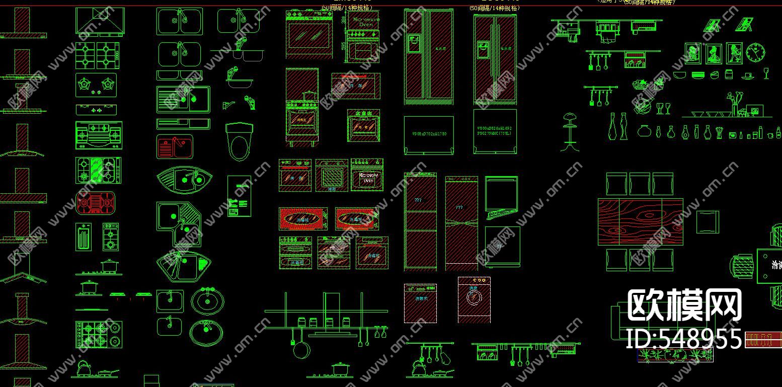 橱柜常用CAD图例大全下载（渲染图4）