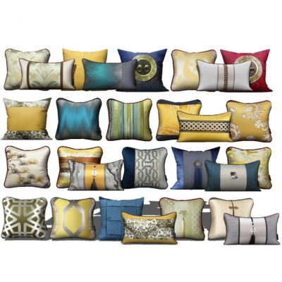  新中式抱枕组合su模型 