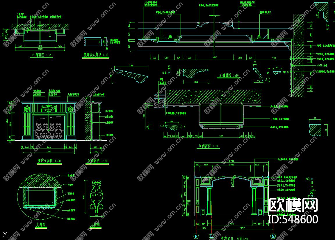 酒店欧式豪包装修施工图下载（渲染图1）