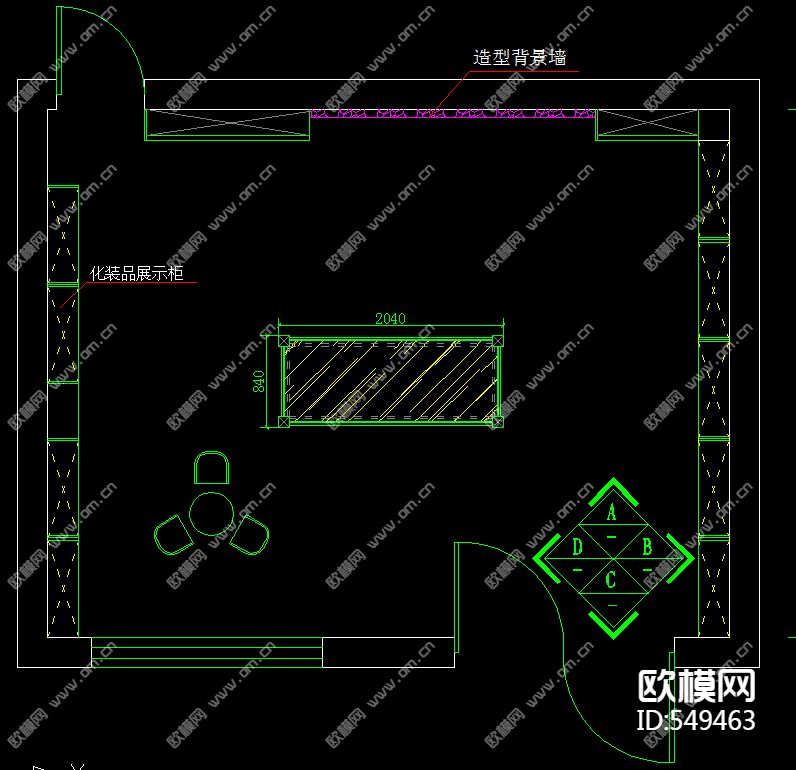 小化妆品店装修施工图下载（渲染图2）