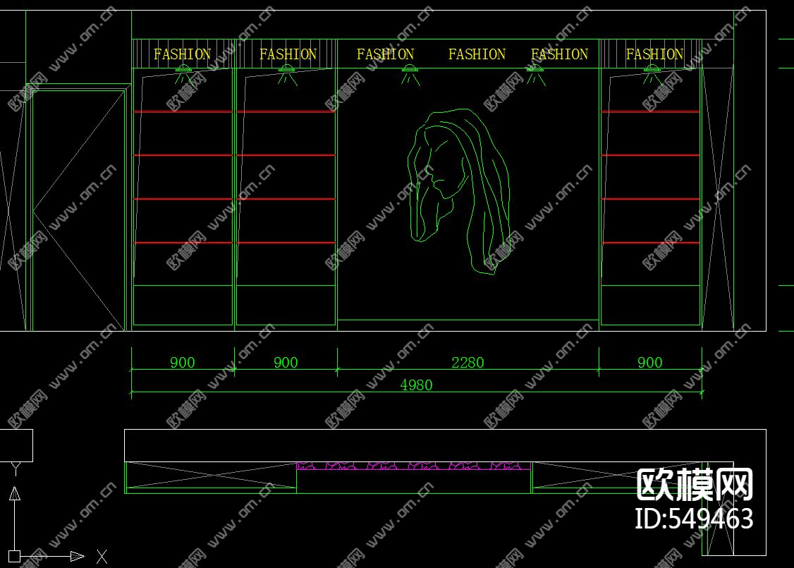 小化妆品店装修施工图下载（渲染图1）