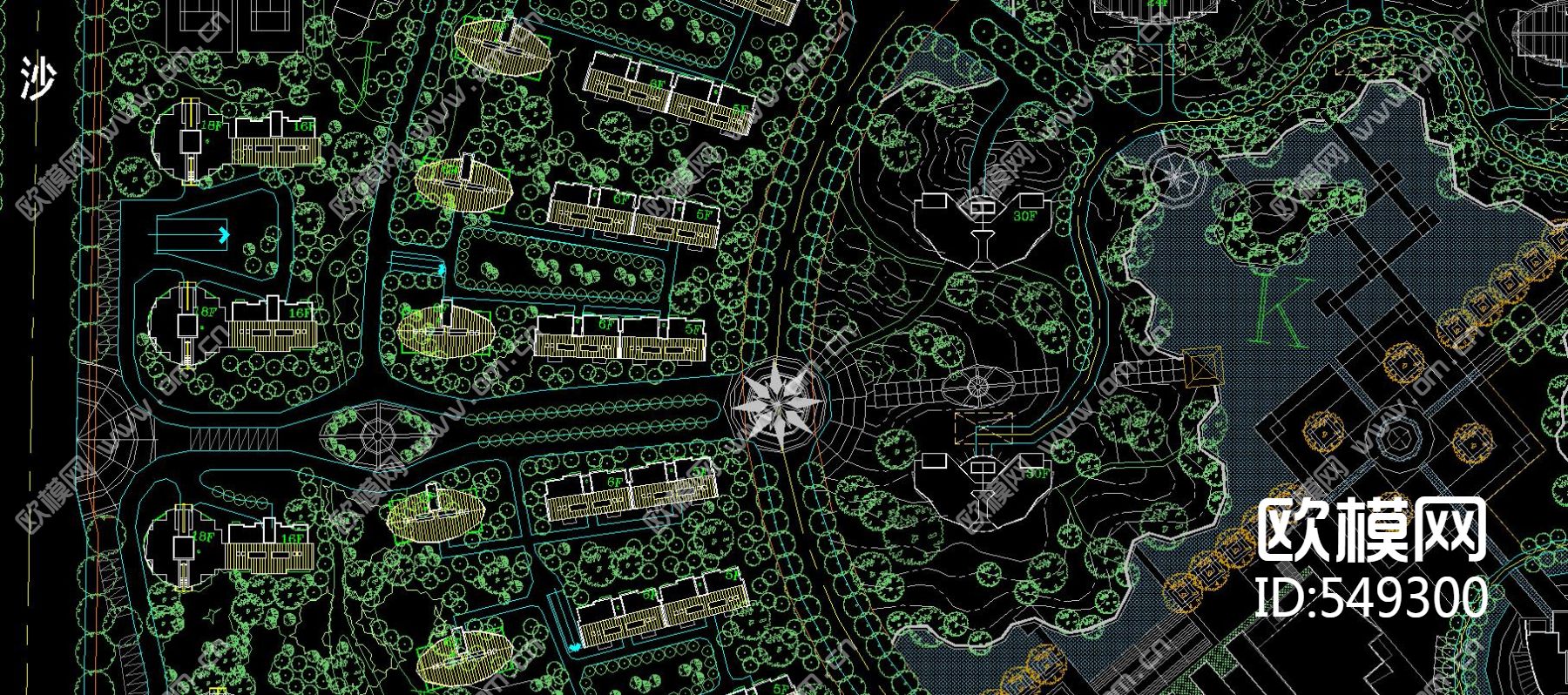 居住区CAD规划图下载（渲染图1）