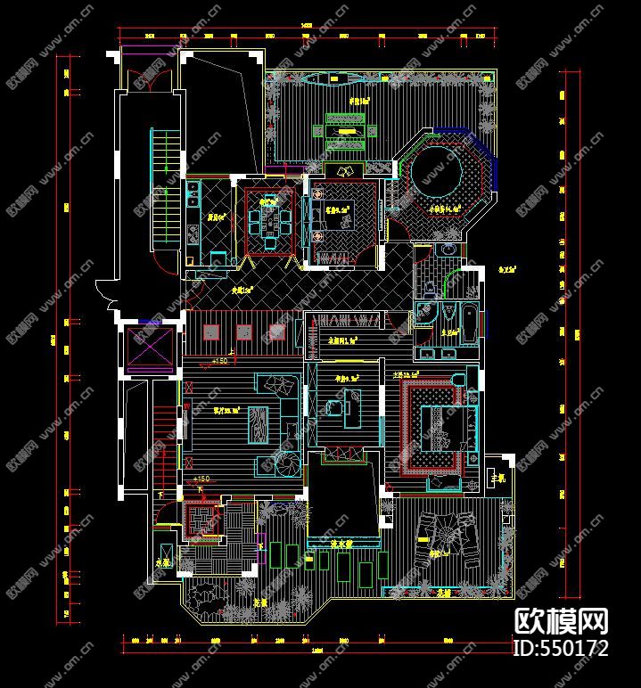 东南亚风格别墅家装CAD施工图