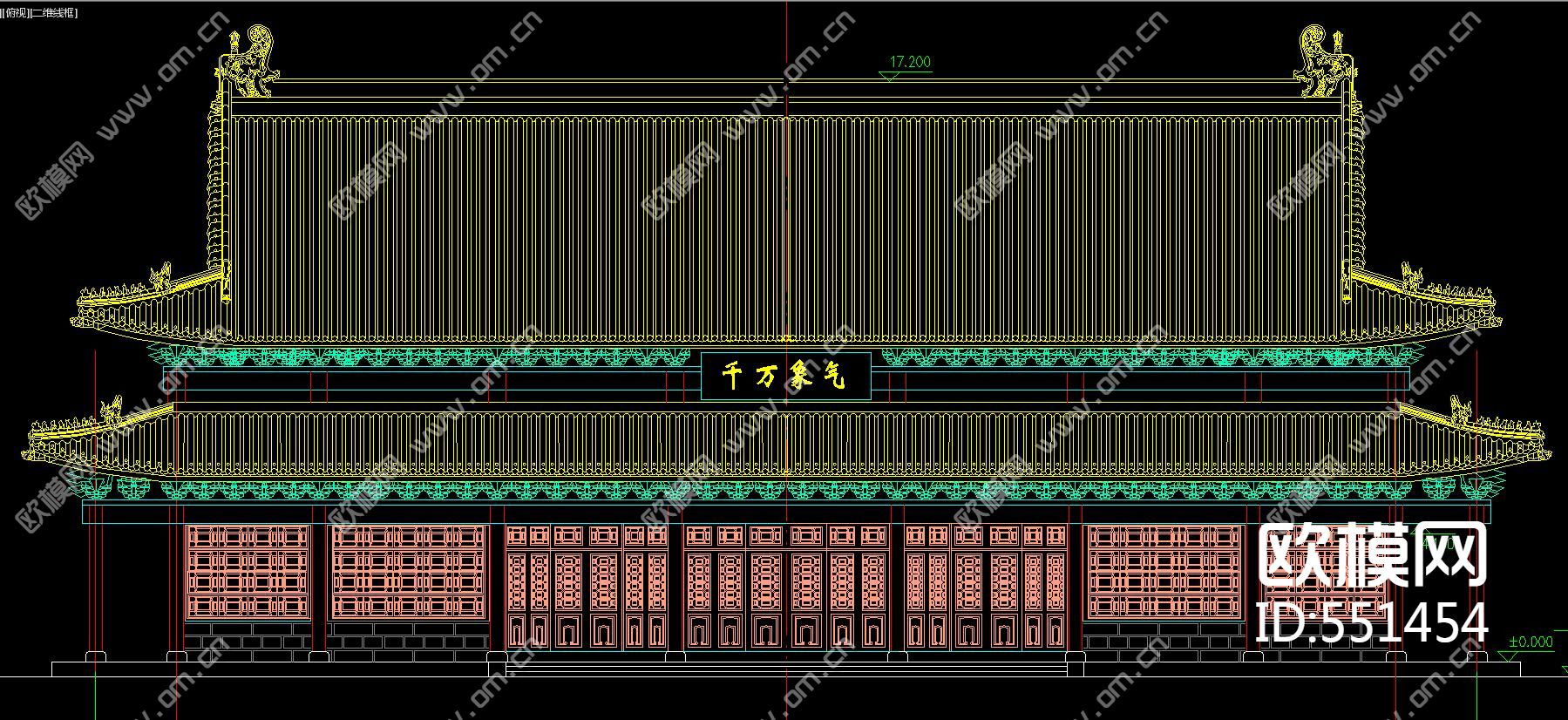 古建大雄宝殿CAD施工图下载（渲染图3）