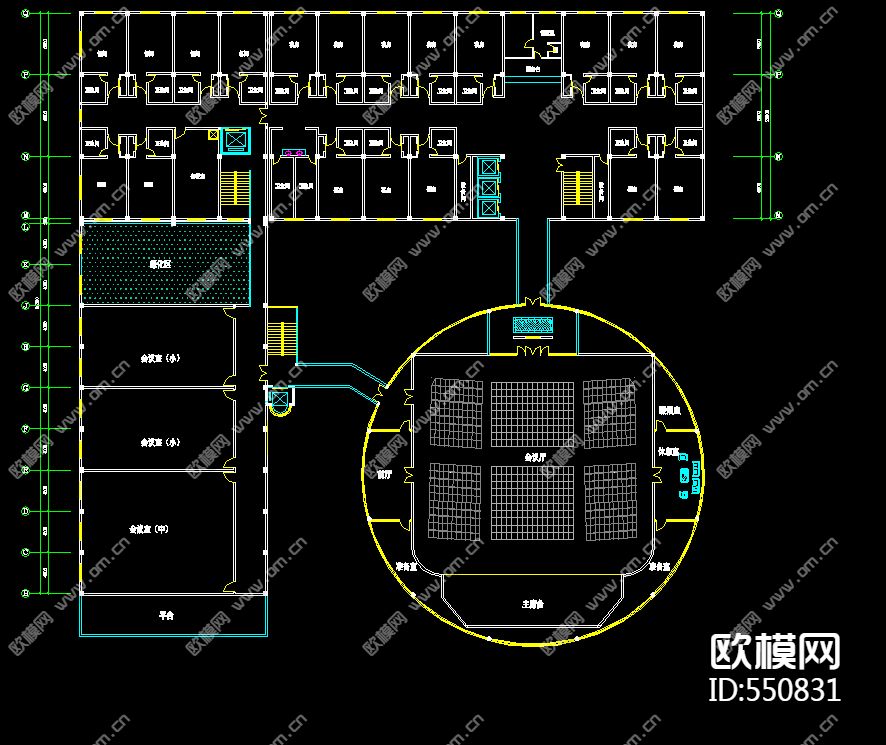 十二层酒店平面布置图下载（渲染图1）