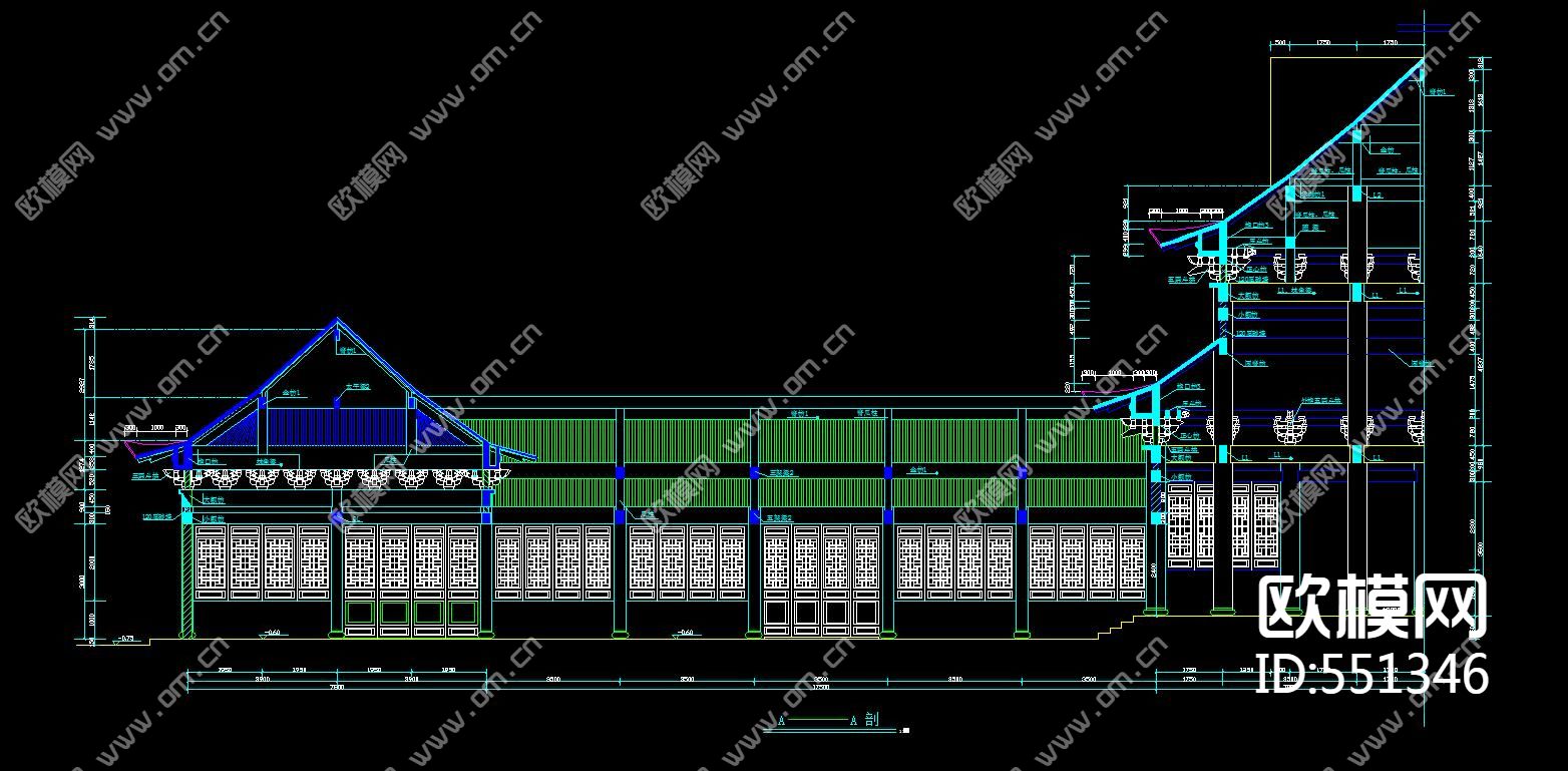 古建筑CAD施工图下载（渲染图2）