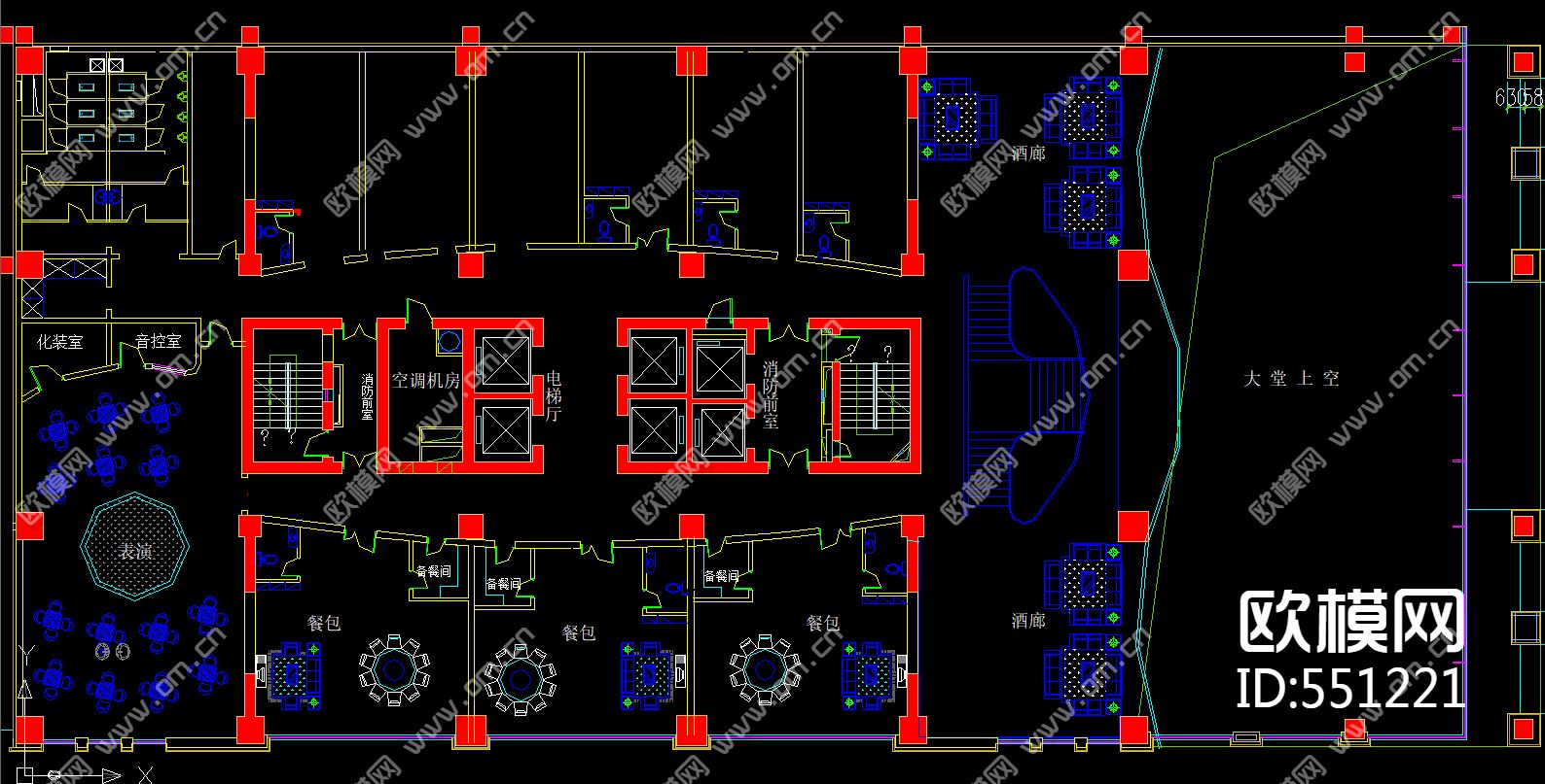 五层酒店平面布置图下载（渲染图1）