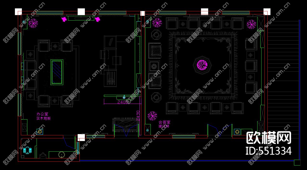 会客室办公室装修施工图下载（渲染图4）