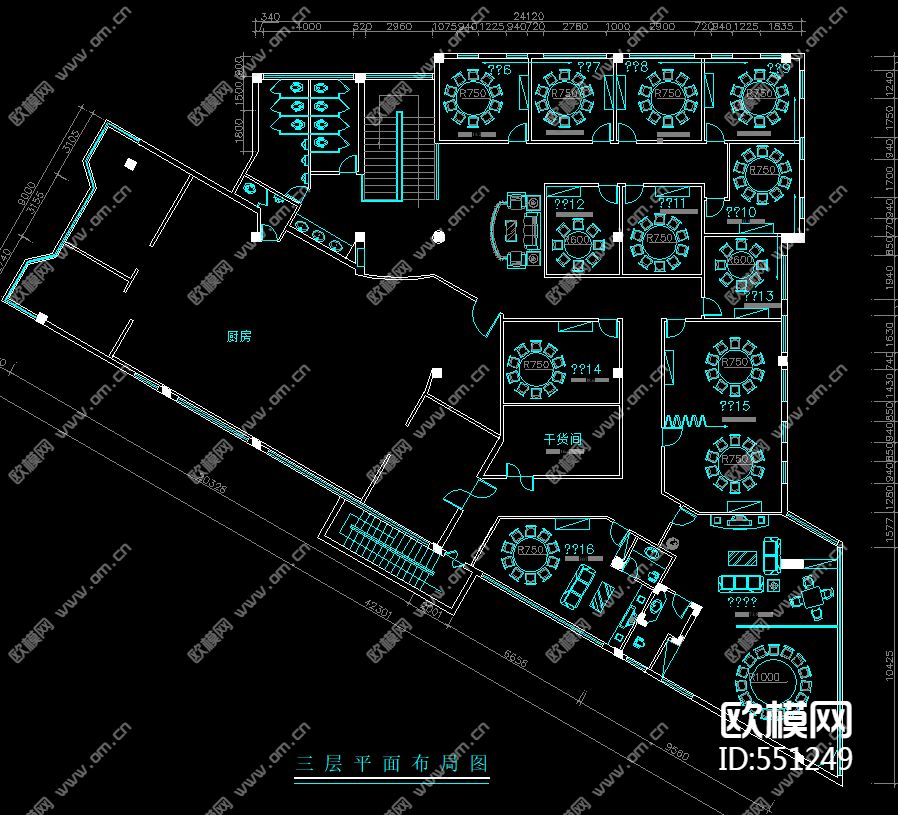 两层酒楼装修施工图下载（渲染图2）