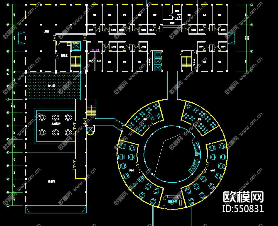 十二层酒店平面布置图下载（渲染图3）