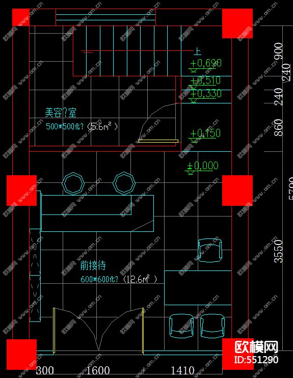 三层美容院装修施工图下载（渲染图1）