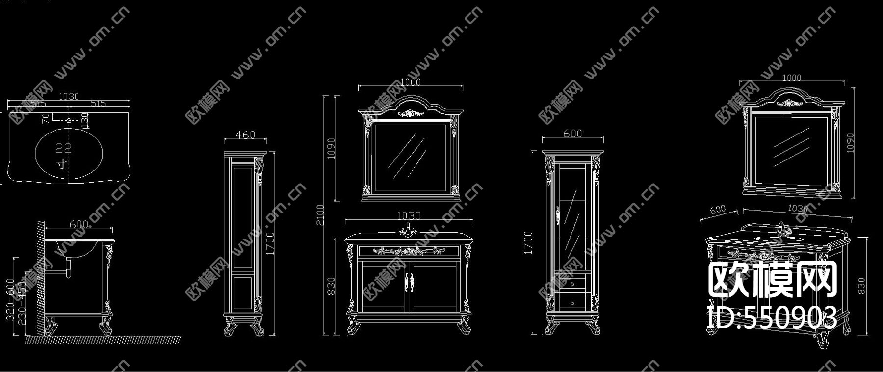 浴室柜台盆柜图库下载（渲染图2）
