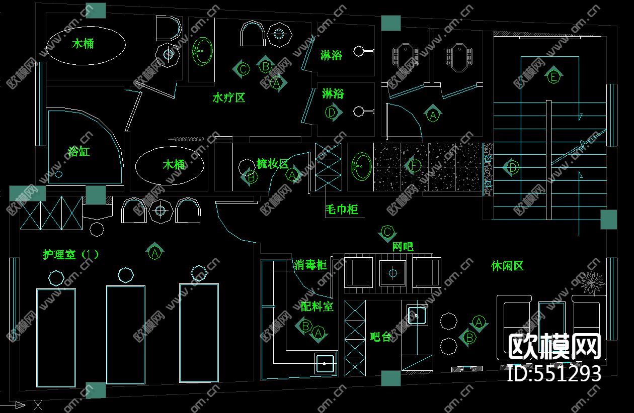 三层连锁美容院装修施工图下载（渲染图2）