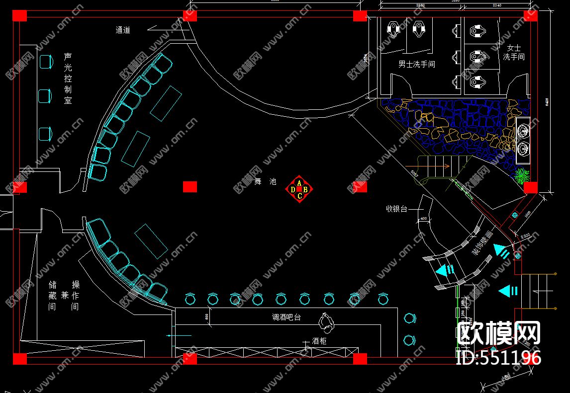 酒吧设计装修施工图下载（渲染图3）