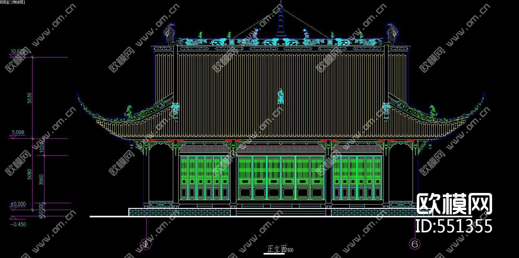 庙宇全套CAD图纸下载（渲染图1）