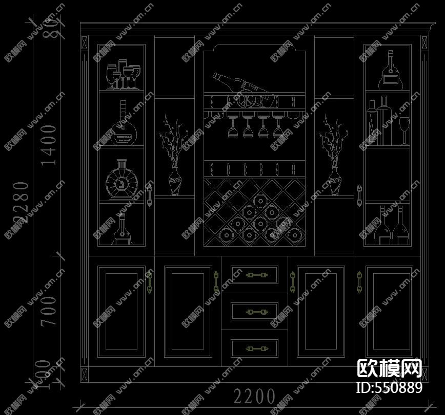 经典酒柜CAD图库18例