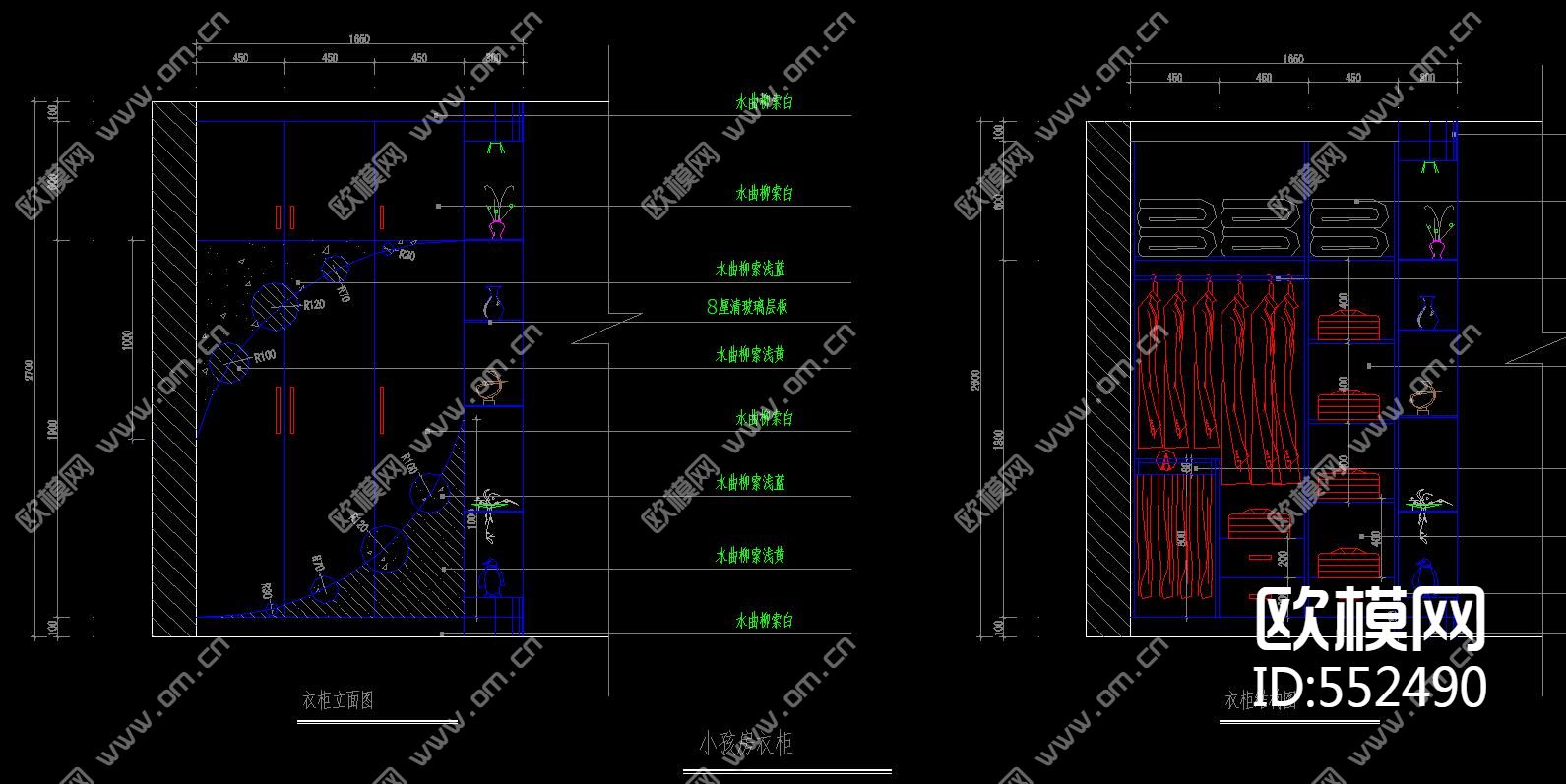 定制衣柜设计CAD图库下载（渲染图3）