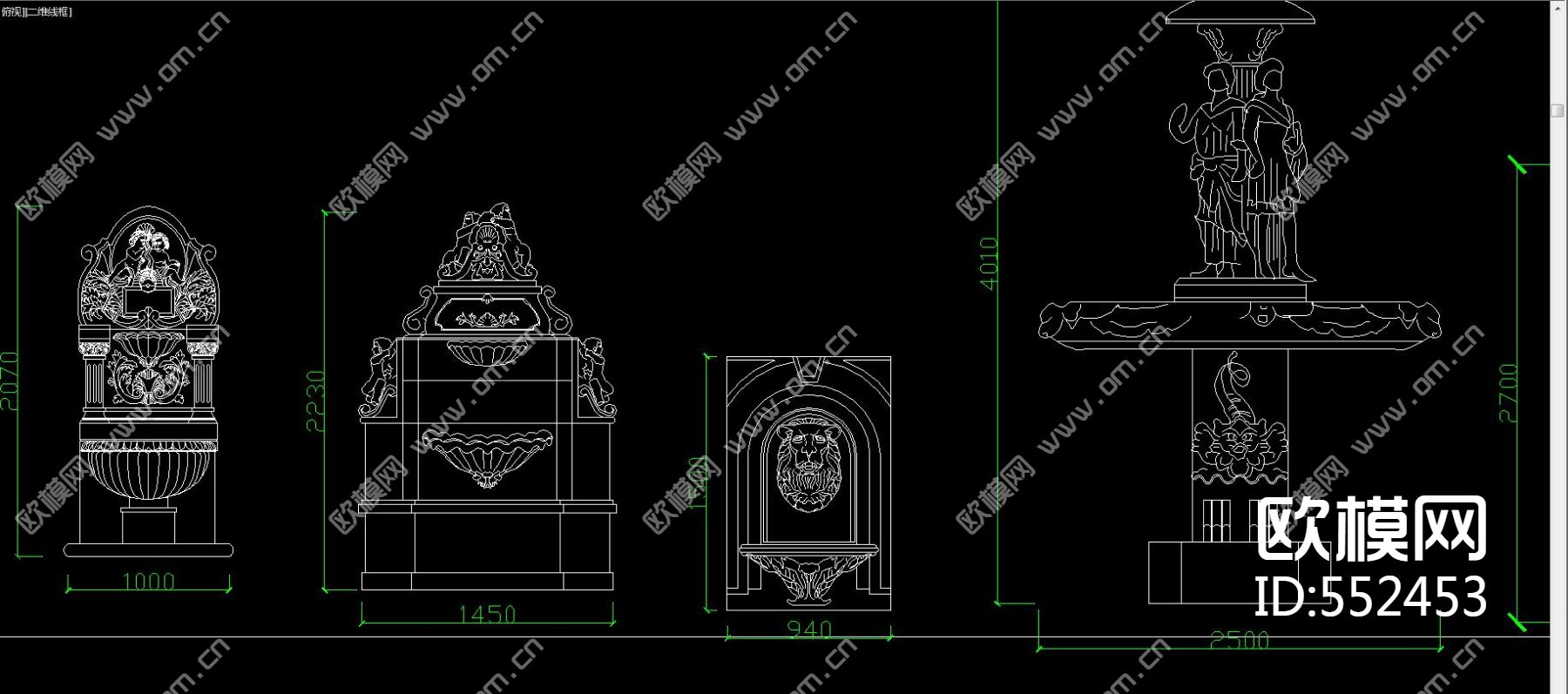 园林喷泉类CAD图库下载（渲染图2）
