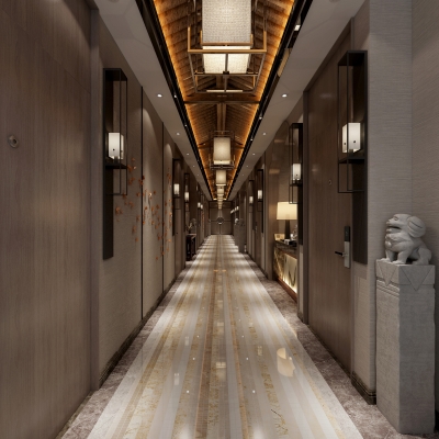 新中式会所走廊过道免费3d模型