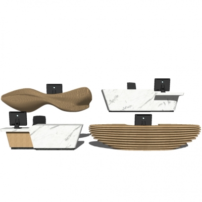  现代前台接待台su模型 