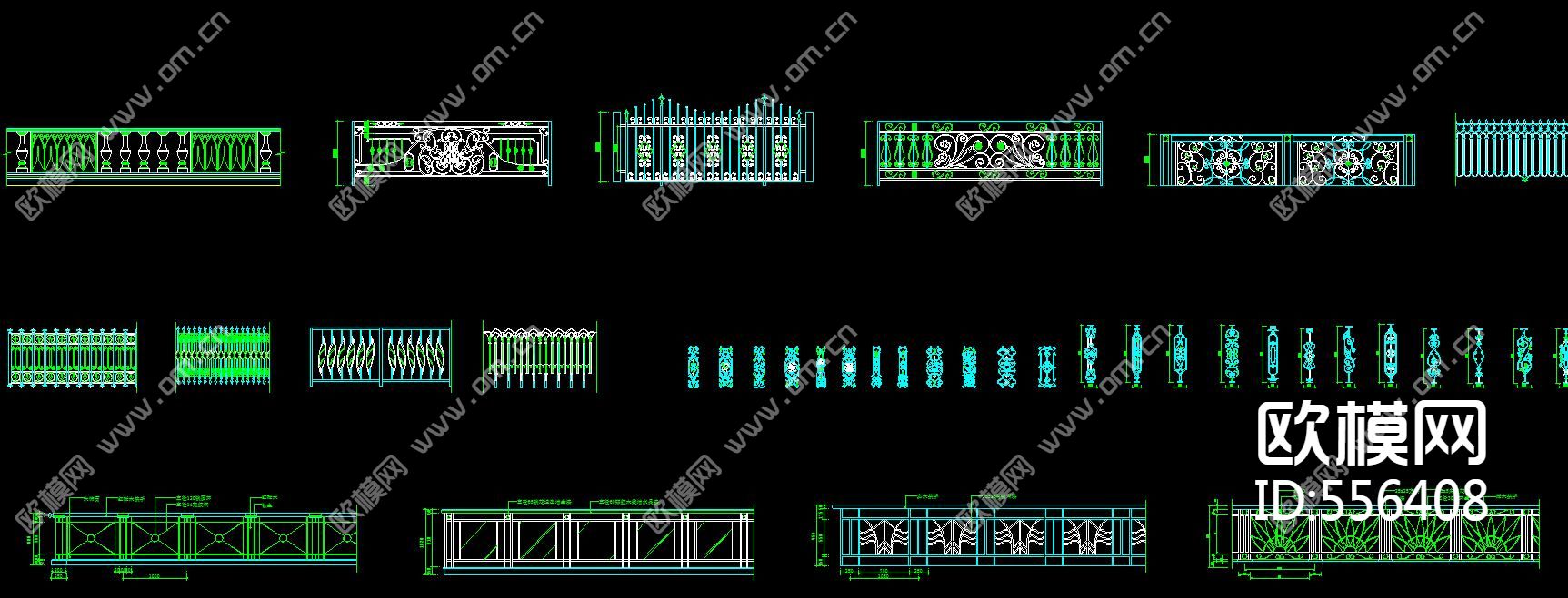 栏杆CAD图库大全下载（渲染图3）