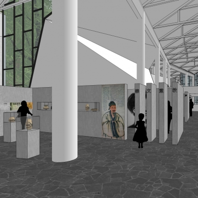  现代文化馆博物馆su模型 