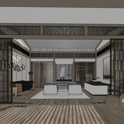  中式SPA护理室su模型 