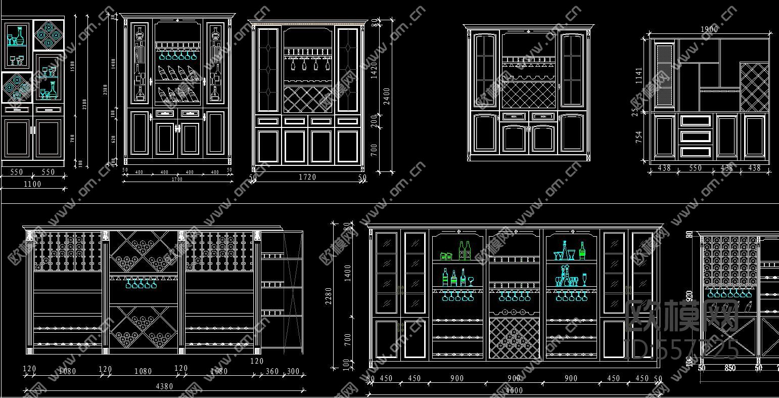 欧式酒柜CAD图库整木家具库下载（渲染图4）
