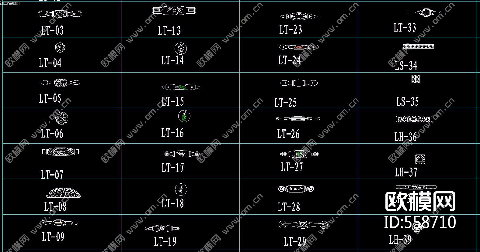 橱柜拉手CAD图库下载（渲染图2）
