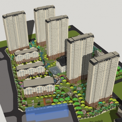  欧式小区规划su模型 