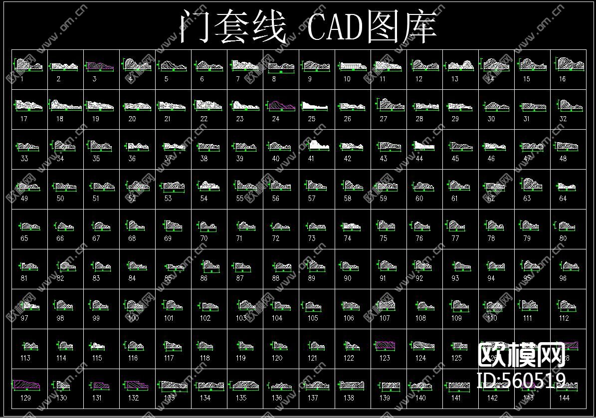 门套线CAD图库下载