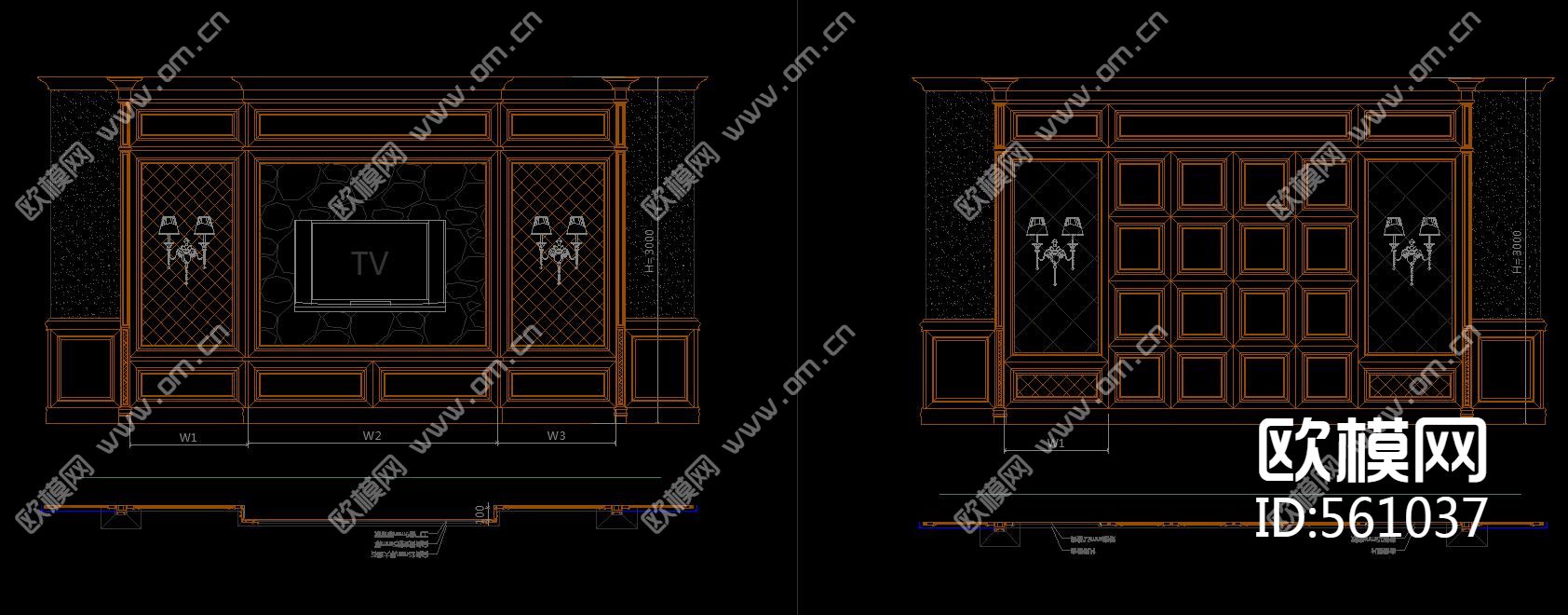 动态块 形象墙 背景墙 装饰墙 CAD图库下载（渲染图5）