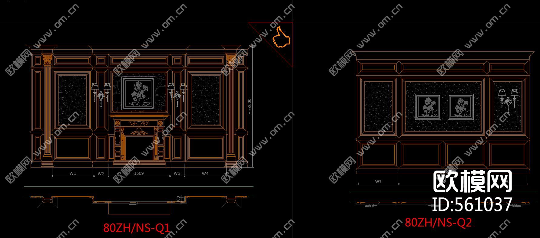 动态块 形象墙 背景墙 装饰墙 CAD图库下载（渲染图2）