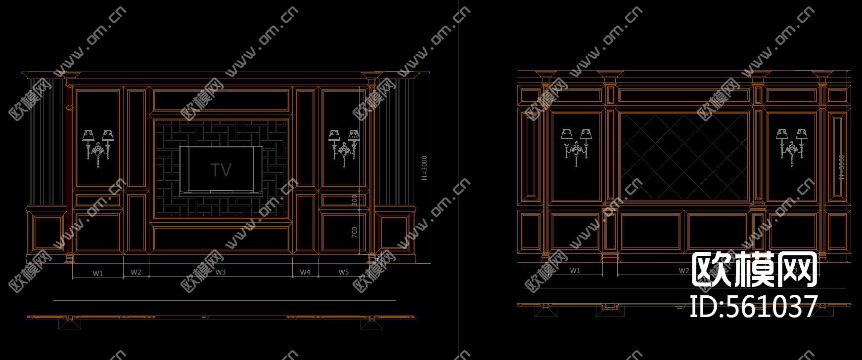 动态块 形象墙 背景墙 装饰墙 CAD图库下载（渲染图4）