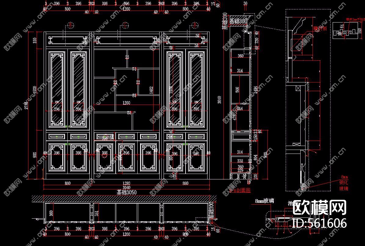 欧式整木柜 大样图 CAD合集下载（渲染图4）