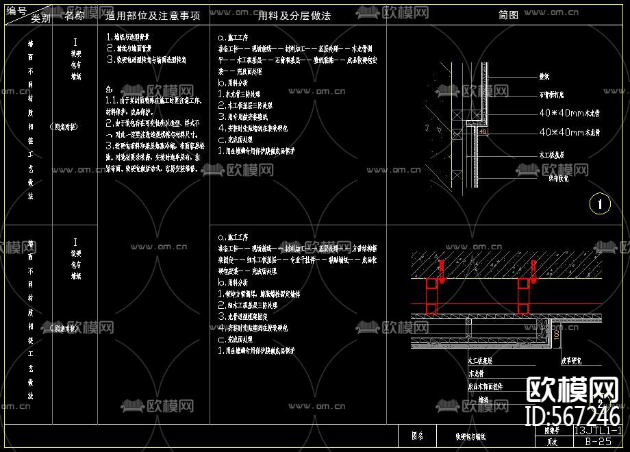 软硬包做法标准大样CAD库下载（渲染图4）