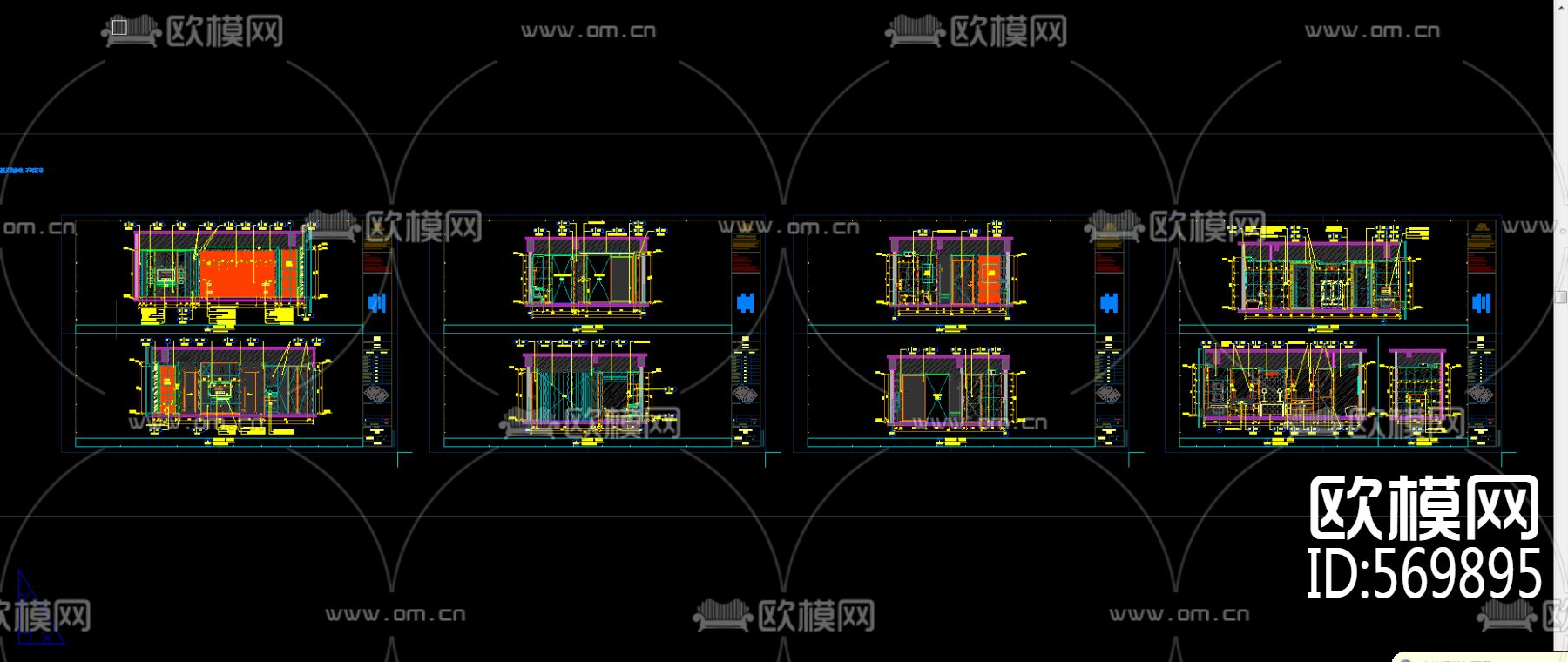 金螳螂设计总院最新制图规范酒店客房样板间平立面节点大样下载（渲染图2）