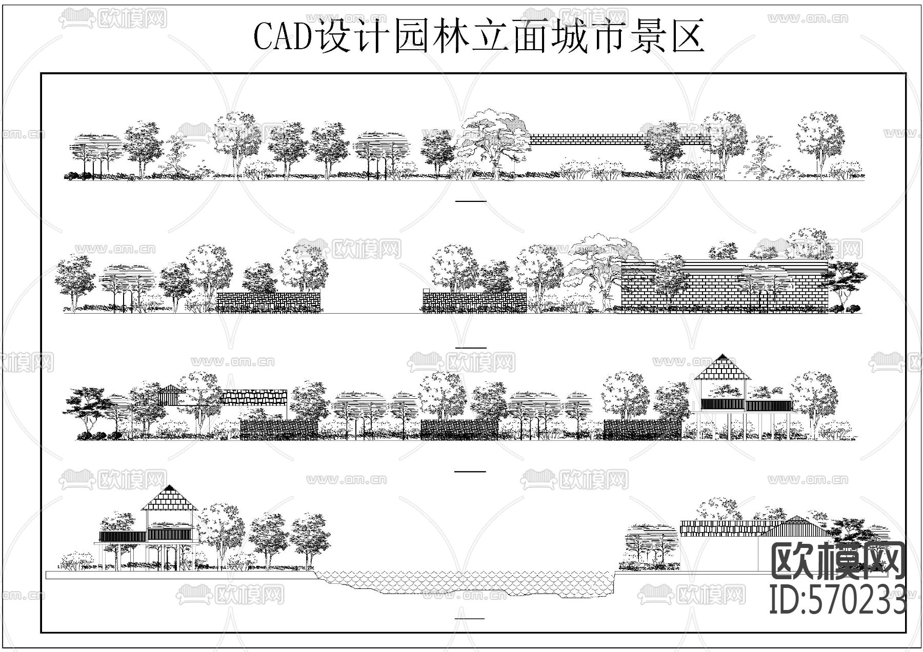CAD设计园林立面城市景区下载