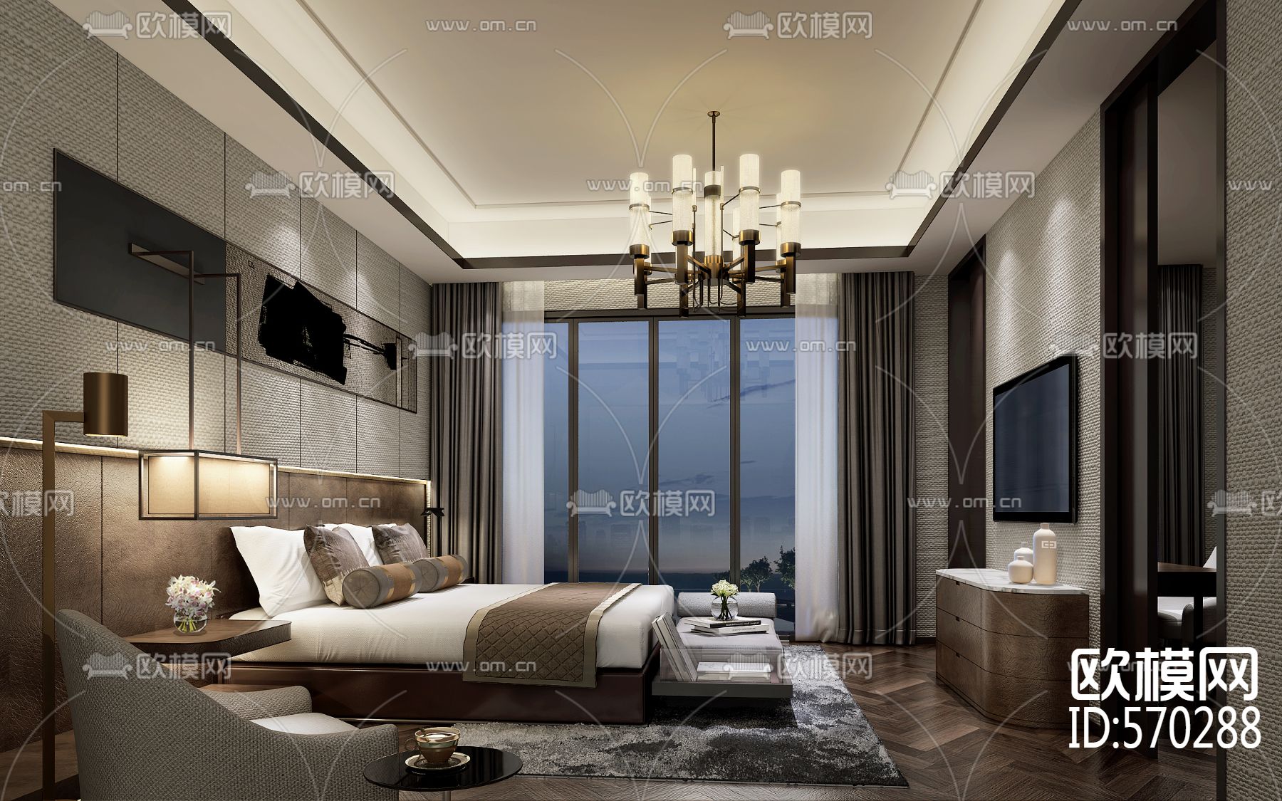 新中式碧园址山完整施工图下载（渲染图5）