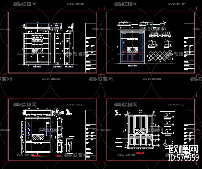 整木类 酒柜CAD库大样图下载（渲染图4）