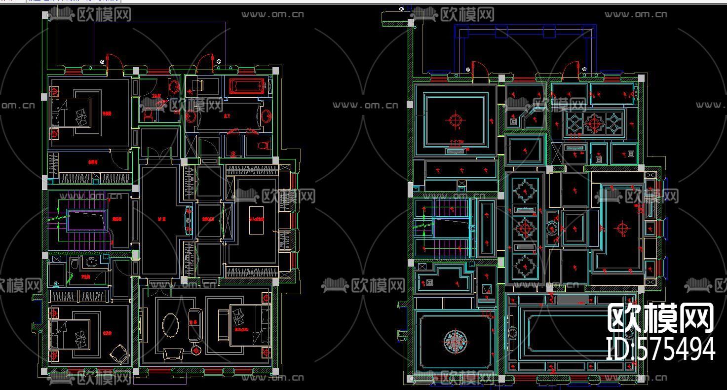 别墅套房平面方案80例 名师案例下载（渲染图1）