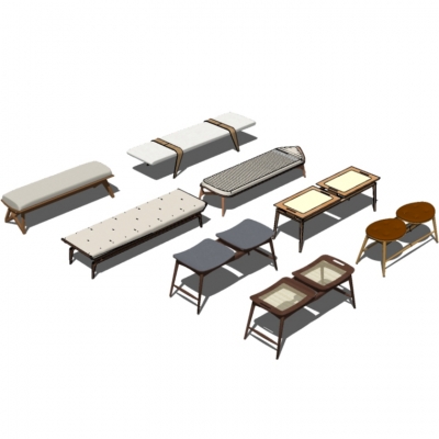  现代脚凳组合su模型 