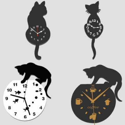  现代创意挂钟壁钟组合su模型 