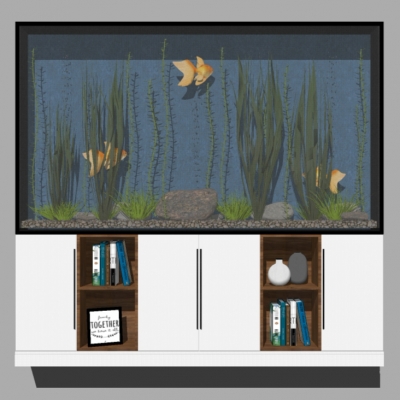  现代玻璃鱼缸su模型 