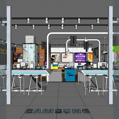  现代手机专卖店su模型 