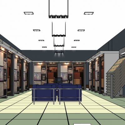  现代建材专卖店su模型 
