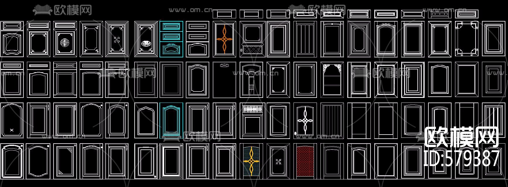 实用橱房常用 柜门 拉手 眉板 CAD图集下载（渲染图3）